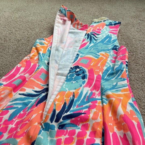 LILLY PULITZER ALEXA SHIFT SLEEVELESS DRESS, Front Zipper MULTI COLORED Size 00 - Picture 10 of 12